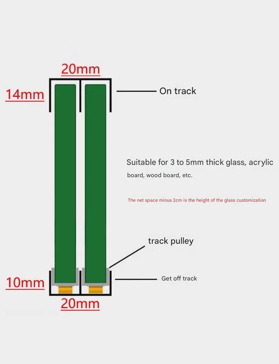 Generisch Verstärkte Doppelschienen-Glasschiebetürschiene aus Aluminiumlegierung, erhältlich in Stärken von 3–5 mm, geeignet for Glastüren mit Acrylglasscheiben, einfache Montage(160cm)
