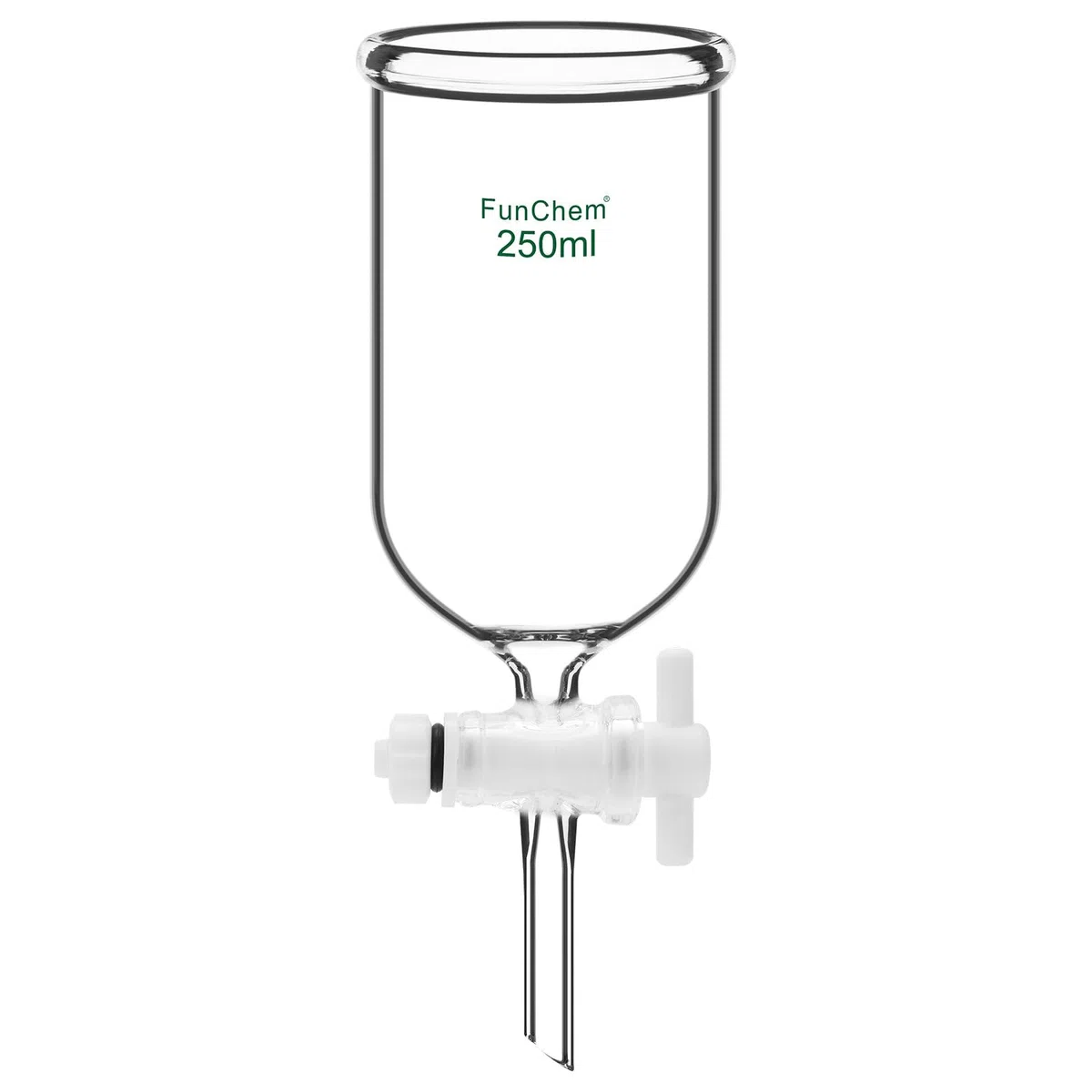 FunChem Tropftrichter mit Ptfe-hahn, 250 ml Borosilikatglas-labortropftrichter für Präzise Und Kontrollierte Flüssigkeitszugabe Bei Laborversuchen