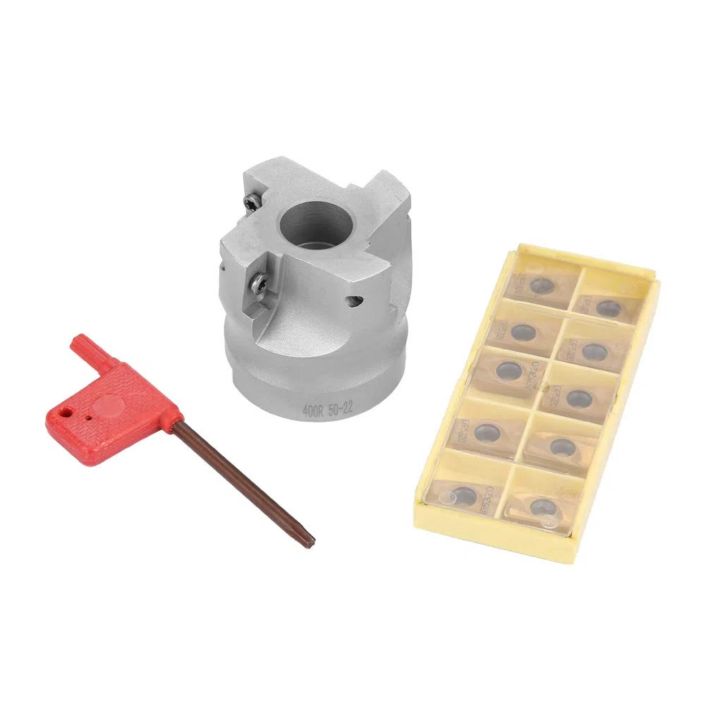 Jadeshay Planfräser, BAP400R-50-22-4F CNC-Schaftfräser Planfräser + 10 APMT1604 Hartmetall-Wendeschneidplatten + T15 Schlüssel für CNC-Maschinen, Metallbearbeitung