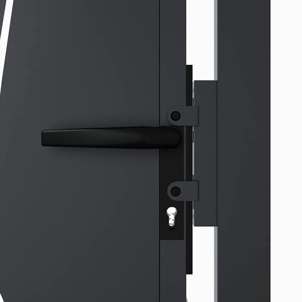 Gartentor Anthrazit aus verzinktem Stahl 110x130 cm mit Pfosten, abschließbares Flügeltor für Grundstück, Zaun, Hoftor, robustes Metall mit Rostschutz und elegantem Gras-Design