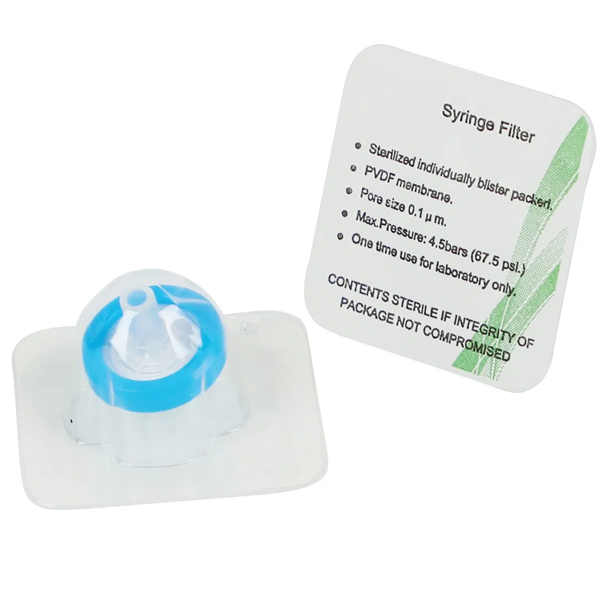 Spritzenfilter Sterile PVDF Membran Nadel Filter für Wissenschaftliche Labor Spritze Filter, 100 Stück, 0.1μm 13mm, Blau