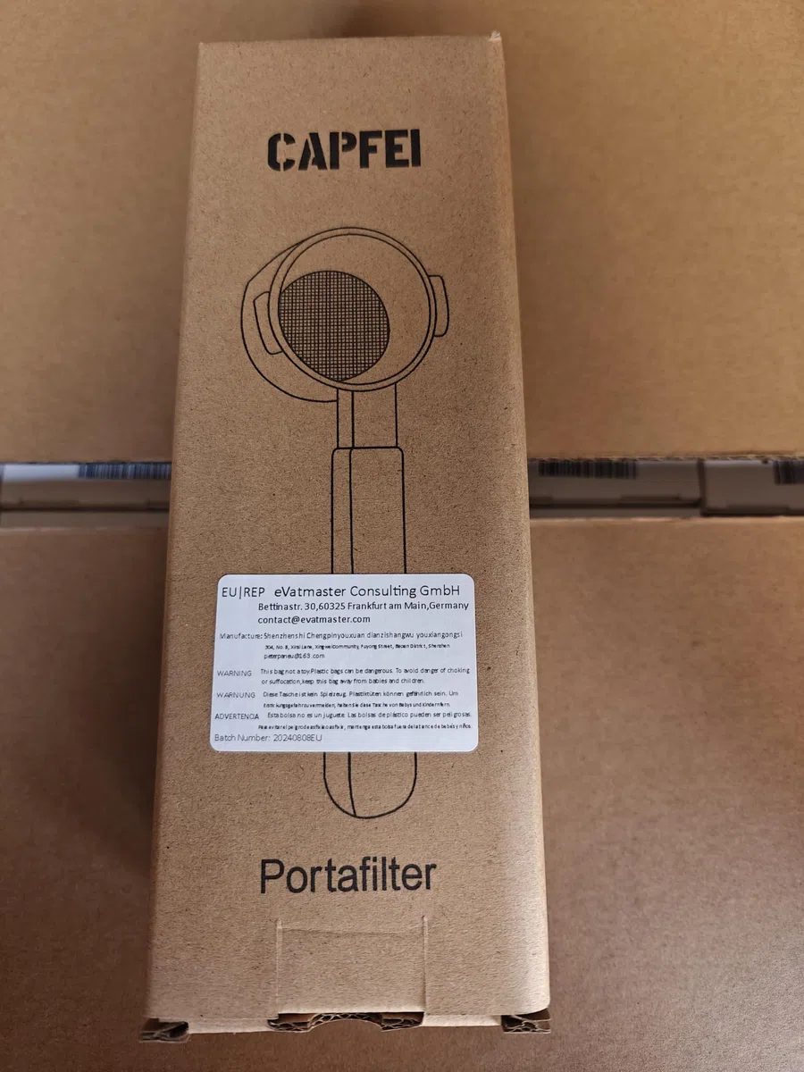 CAPFEI Siebträger 54mm Doppel Auslauf für Sage/Breville Barista BES 870/878/880 Filterkorb mit Walnuss Holz und Edelstahl-Siebträger-Filterhalter