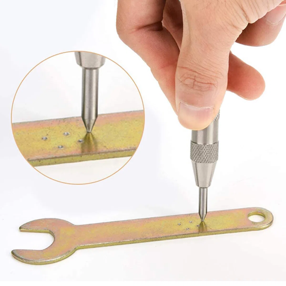 2 Stück Körner Metall,Automatischer Körner Werkzeug,Körner Automatik 130mm mini Drehbank Metall,Federkörner mit 2 Ersatzspitzen für Metall,Holz,Glas Und Dünne Stahlbleche
