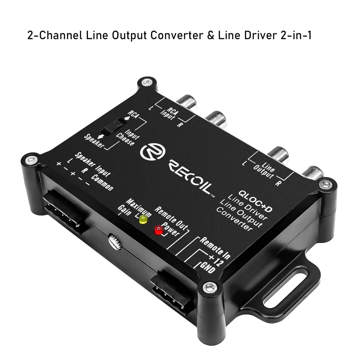 RECOIL LOCD 2-in-1 Aktiver Line-Out-Konverter & Line-Treiber | 2-Kanal, 10V Cinch-Ausgang, Auto Sense Remote, Hochpegel-Adapter für OEM-Nachrüstung