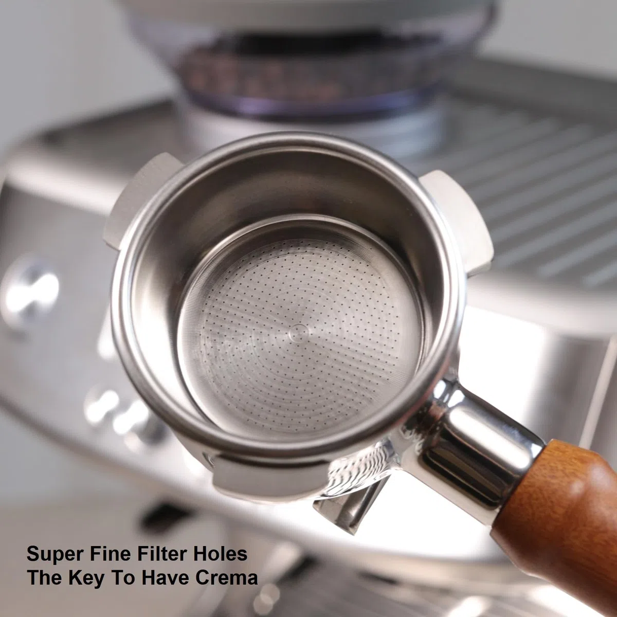 CAPFEI Siebträger 54mm Doppel Auslauf für Sage/Breville Barista BES 870/878/880 Filterkorb mit Walnuss Holz und Edelstahl-Siebträger-Filterhalter
