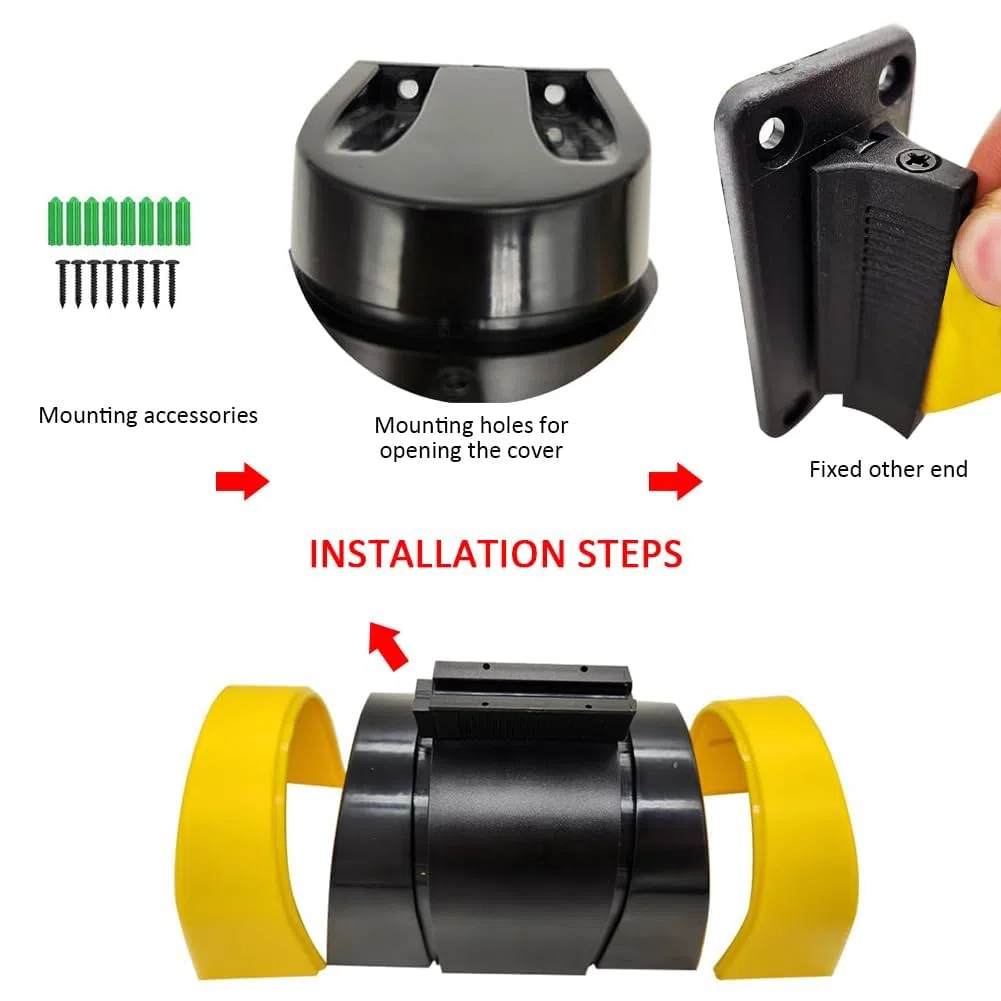 Absperrseile, Sicherheitswarnbänder, 'caution Do Not Enter'wall Mounted Queuing Barrier, Retractable Barrier, Abs Plastic Housing, 5 / 10m, Warning Tape Personnel Guidance System（5m）