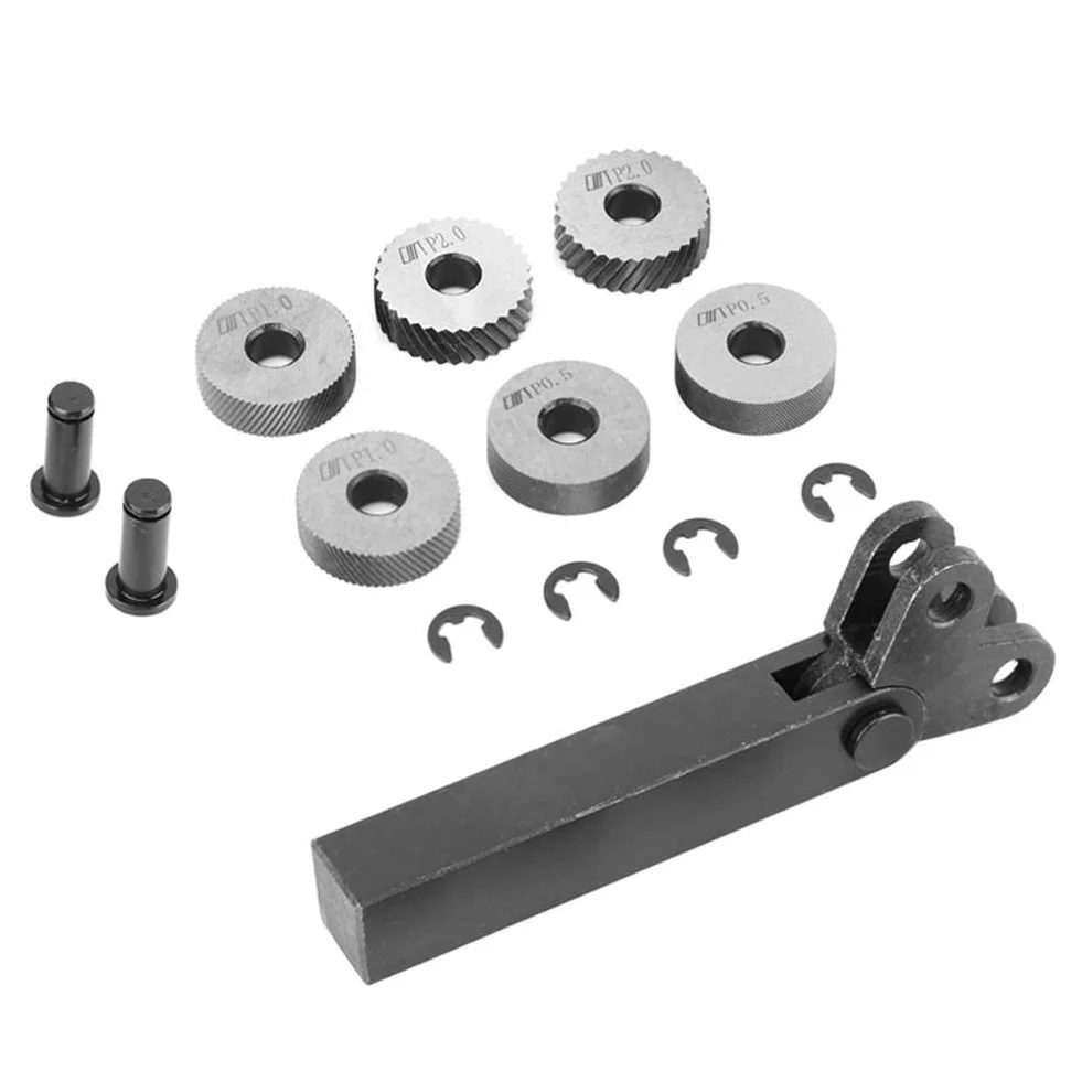 Rändelrad, 7-tlg. 0,5/1/2 mm Stahl-Rändelwerkzeug Diagonales lineares Doppelrad-Rändelset mit 1-teiliger Rändelung zum Ersetzen eines beschädigten linearen Rändelrads