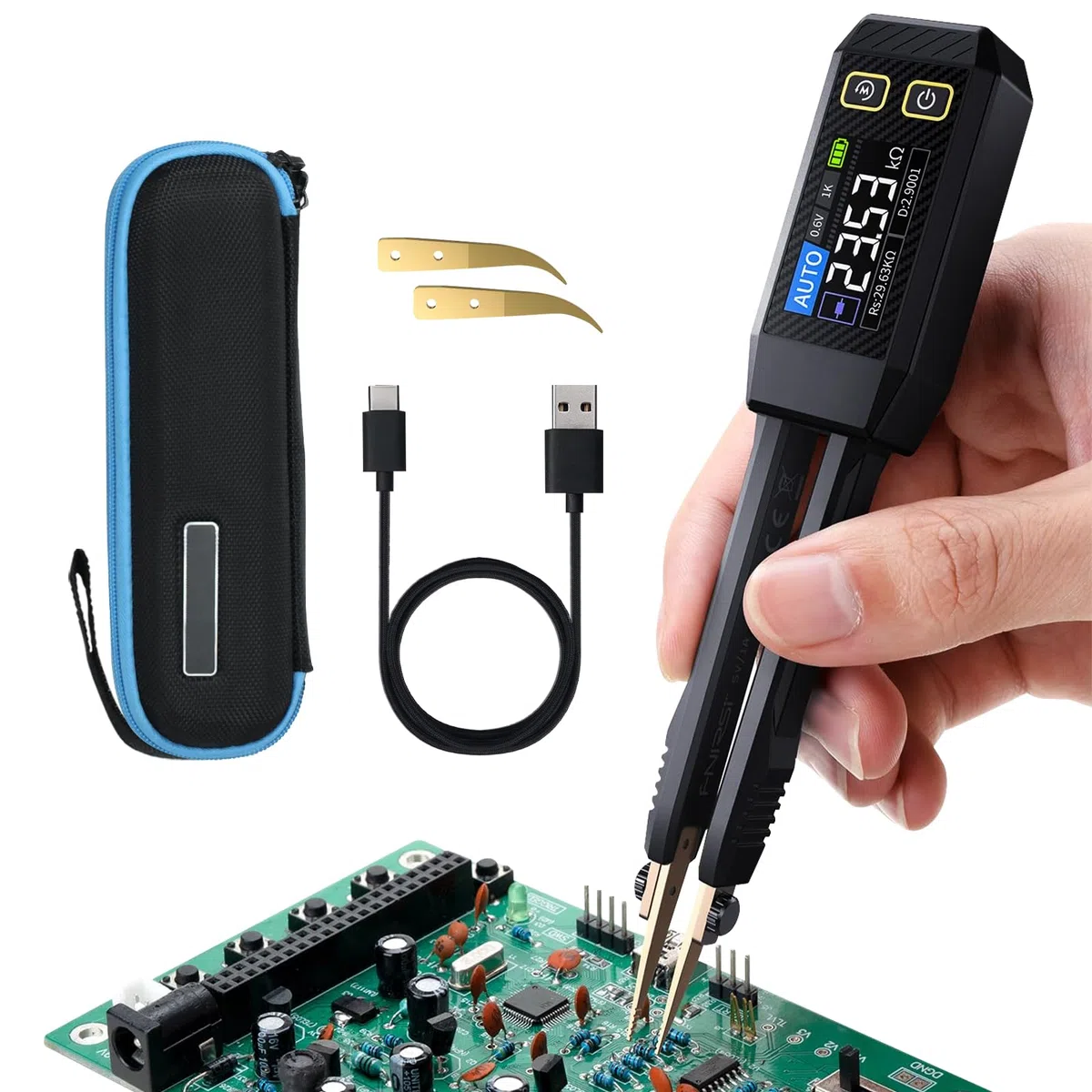 10-kHz-LCR-Meter-Pinzette, ESR-Meter, Mini-SMD-Multimeter, Kapazitäts-Induktivitäts-Durchgangsdiodentester, Mess-Multimeter für elektronische Komponenten, Diodentester für wiederaufladbare Komponenten