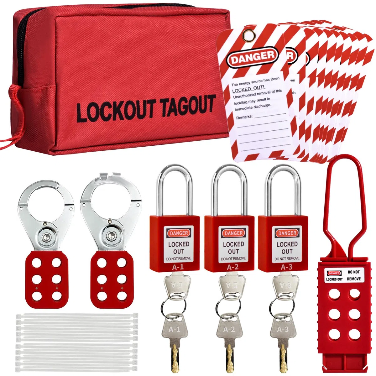 Lockout-Tagout-Kit, Lock-Out-Tagout-Kits, elektrisch, Lloto-Kit | OSHA-konformes Lockout-Set, Aussperrschlösser und Schlüssel, Aussperrschild, Loto-Kit, Lockout-Tagout, Loto-Schlösser