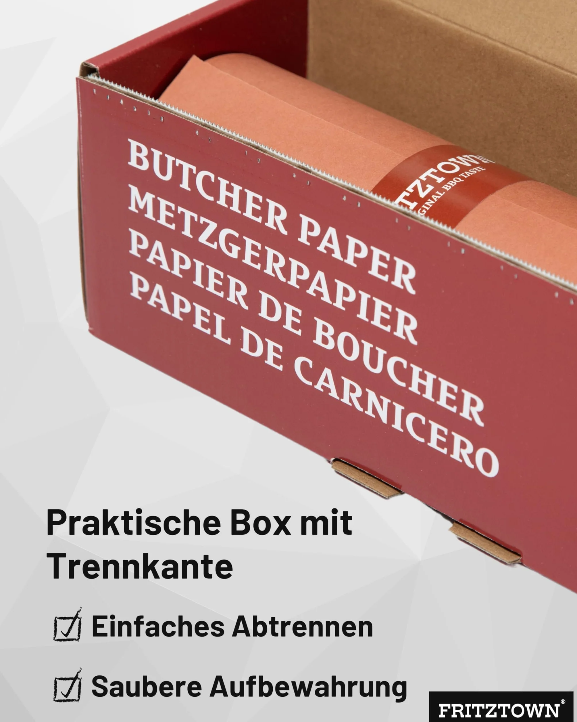 Butcher Paper Deluxe Pink 60 cm x 50 m – Metzgerpapier - Abreißhilfe – Lebensmittelsicher – BBQ Kraftpapier & Grillpapier für Smoken, Räuchern & Fleischverpackung
