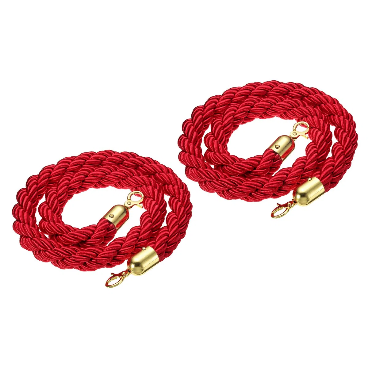 PATIKIL 2 Stück Absperrkordel 1,2 Meter Absperrseile mit Goden Karabiner Haken Absperrband Gedrehte Pfosten Seile Handlaufseil Samt für Konzerte Warteschlange Ausstellungen, Rot