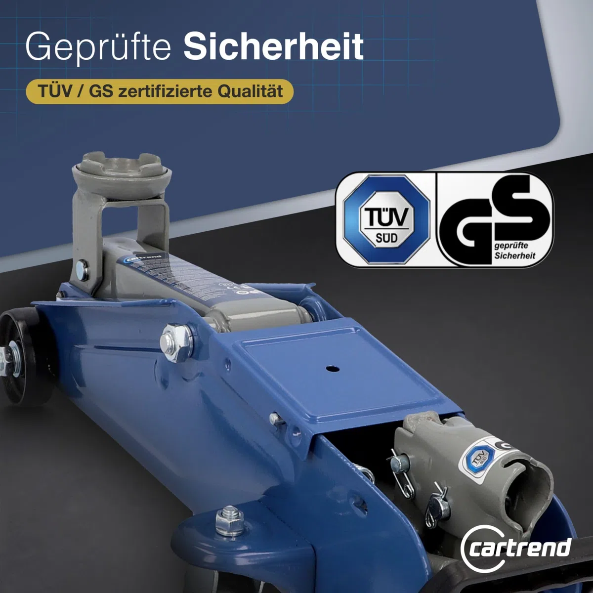 cartrend Hydraulischer Rangierwagenheber, Tragkraft bis 2t, 135-342 mm, Rangierheber für Auto und Kleintransporter, Wagenheber für Haus und Werkstatt, gefertigt aus Qualitätsstahl