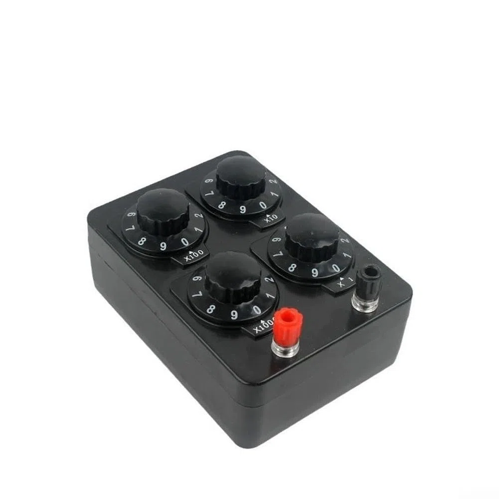 Resistance Decade Box, einstellbarer 0-9999 Ohm Bereich mit 1 Ohm Schritt für präzise Kalibrierung und Lehrexperimente, ABS-Gehäuse unterstützt 1 W Leistung