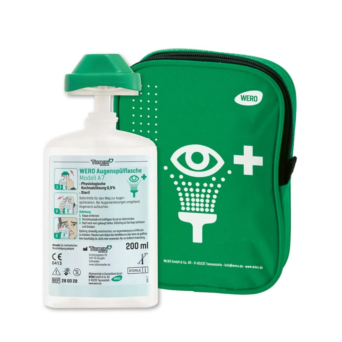 WERO Gürteltasche mit Augenspülflasche Modell A7, 200 ml, Variante:mit Gürteltasche