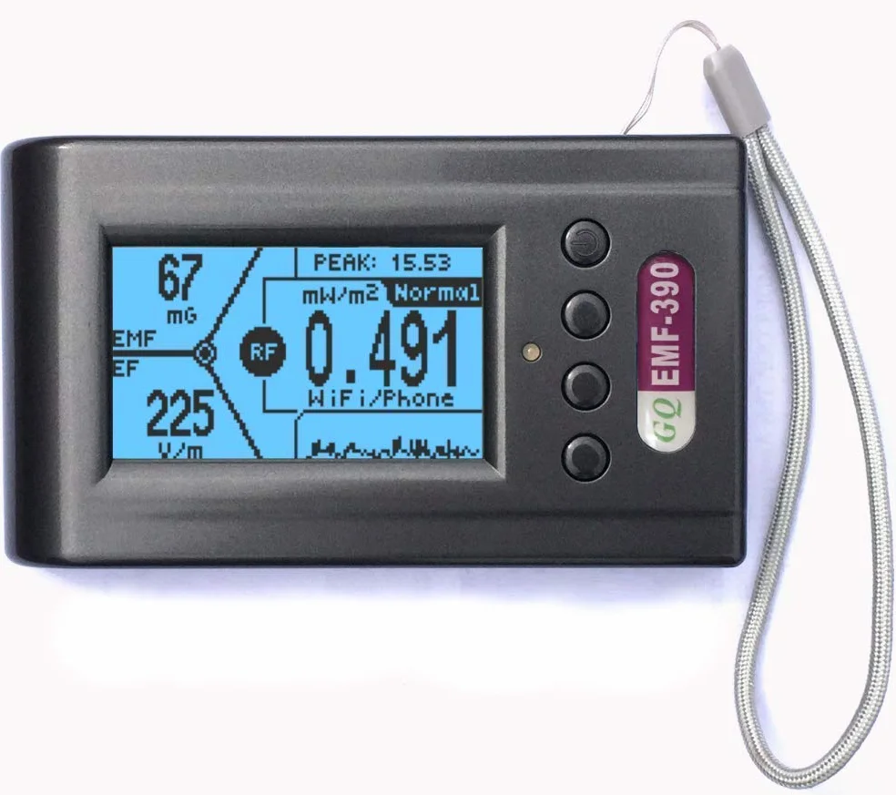 Fortschrittliche elektromagnetische Mehrfeld Strahlung EMF-390 3-in-1 EMF ELF RF HF Meter Messgerät Mobilfunkmasten Detektor Datenlogger
