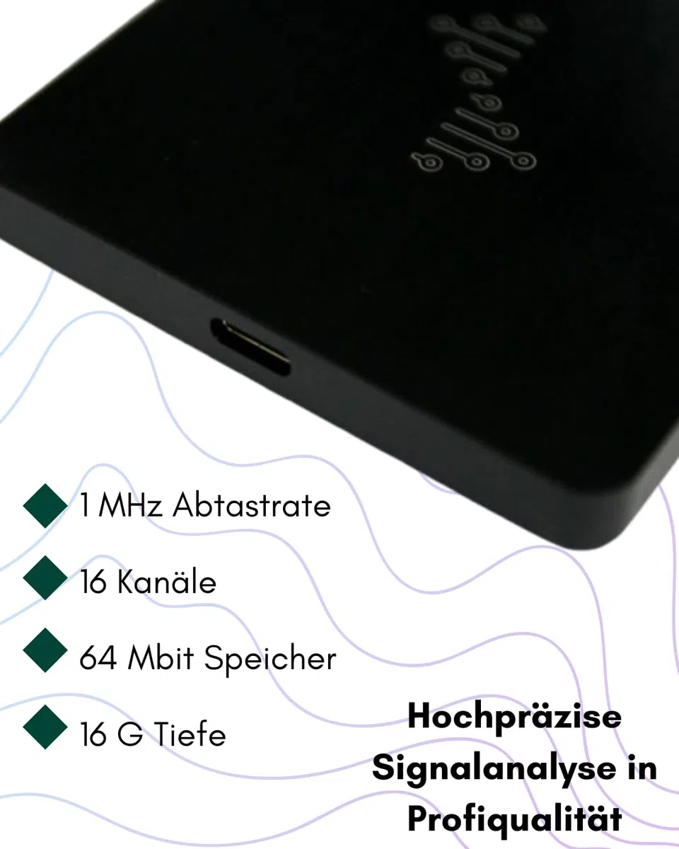 DreamSourceLab DSLogic U2Basic – 16-Kanal USB 2.0 Logikanalysator, bis zu 1 MHz Abtastrate, 64 Mbit Speicher, 16 G Stream-Tiefe, einstellbarer Schwellenwert, Aluminiumgehäuse, DSView-kompatibel