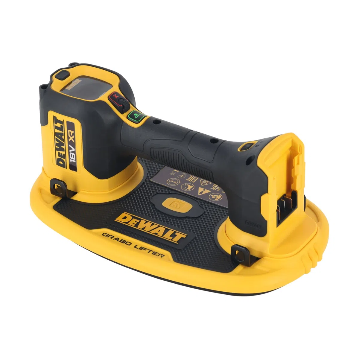 DEWALT 18 Volt Grabo Akku-Vakuum-Heber (bis zu 120 kg Hebekraft digitales Manometer, austauschbare Dichtung, Lieferung ohne Akku und Ladegerät), DCE590N-XJ