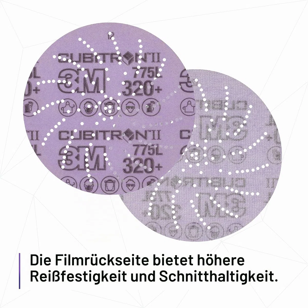 3M Cubitron II Hookit Filmscheibe – Kletthaftende Schleifscheibe mit Präzisions-Keramikkorn – 150 mm Filmscheibe mit 80+ Körnung für Exzenterschleifer – 50 Stück