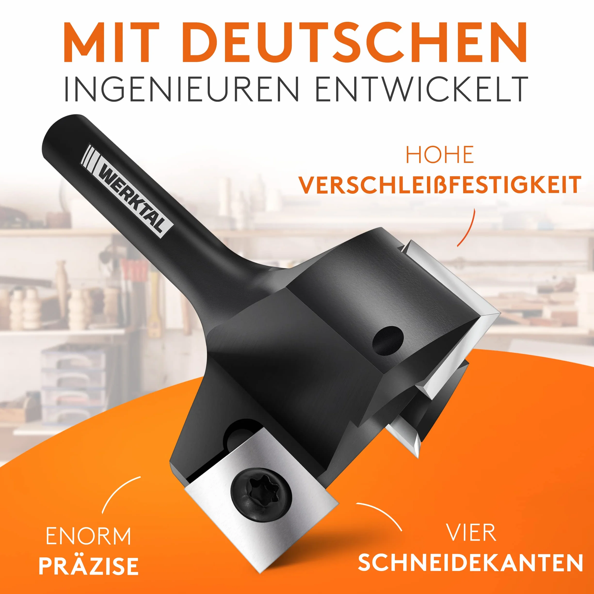 WERKTAL - Planfräser 8mm Schaft [39mm Durchmesser] - Präziser Hobelfräser mit 10 extra Wendeschneidplatten - Professioneller Planfräser für Oberfräse 8mm & CNC Fräse - Schaftfräser & Abrichtfräser
