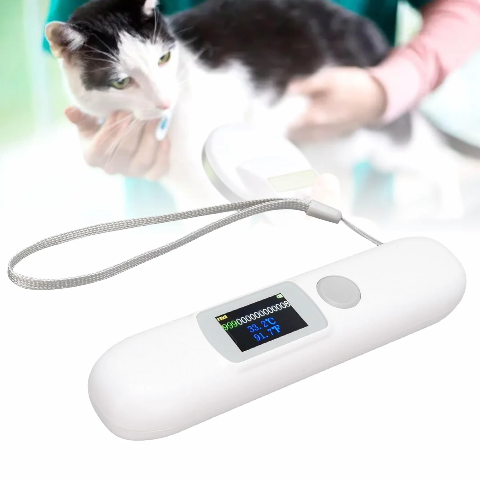 Sxhlseller Haustier-Mikrochip-Scanner mit Bluetooth und Temperaturüberwachung, 1,14-Zoll-Farbbildschirm, Tiermarkenleser, Kompatibel mit den Standards FDX-B ISO 11784 und 11785