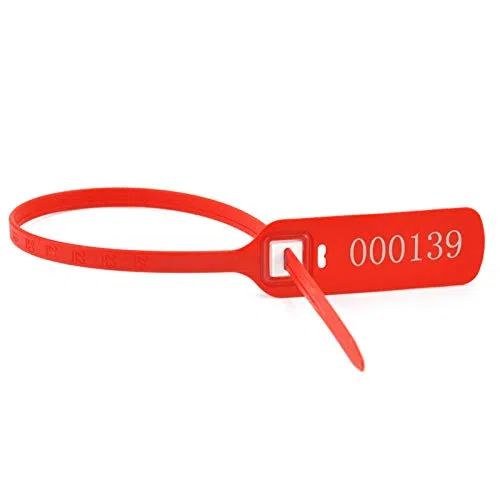 Nummerierte Sicherheits-Kabelbinder, Pull Tite Seals with Metal Insert Clip Lock, Security Shipping Seals, Length 400mm
