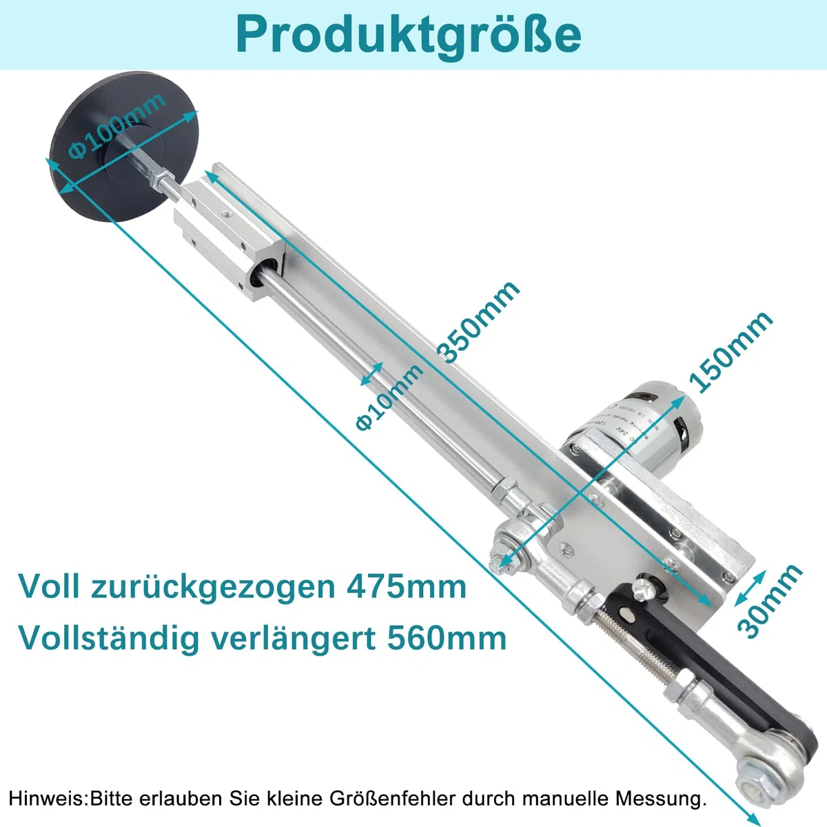 Hubkolbenmotor Linearaktuator DC 24V DIY Linearmotor 120rpm Hub 3cm-15cm mit Drehzahlregler und Saugnapf