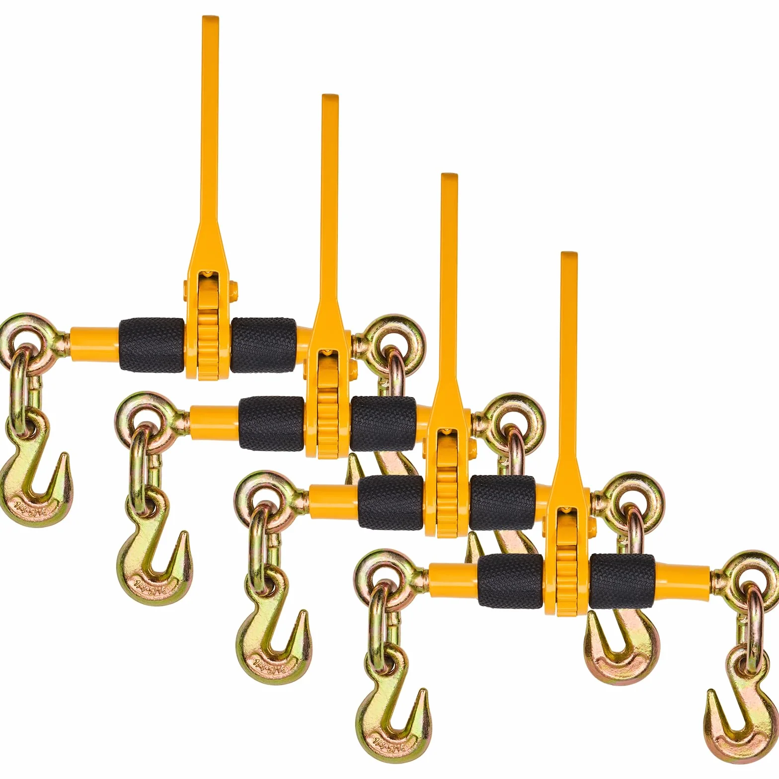 VEVOR Ratschenlastspanner, 6,3-8 mm, 1180 kg sichere Arbeitslast, 4er-Set Lastbinder mit 2 Greifhaken, Kettenspanner für Transportketten, Hochleistungs-Abschleppketten-Ratschenkettenbinder