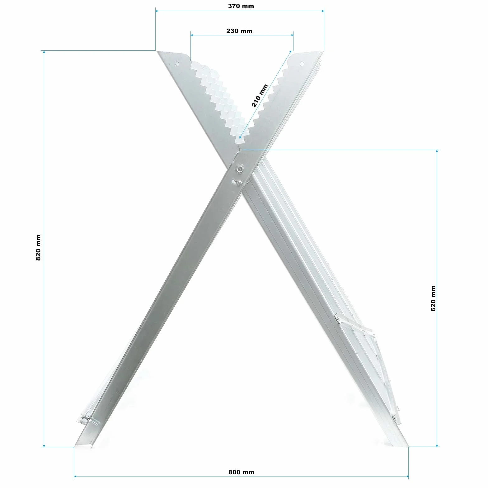 XPOtool Sägebock verzinkt klappbar, 81x82x80 cm, mit 4 Haltern und Zahnung, Holzschneidebock als Sägehilfe, bis 100 kg