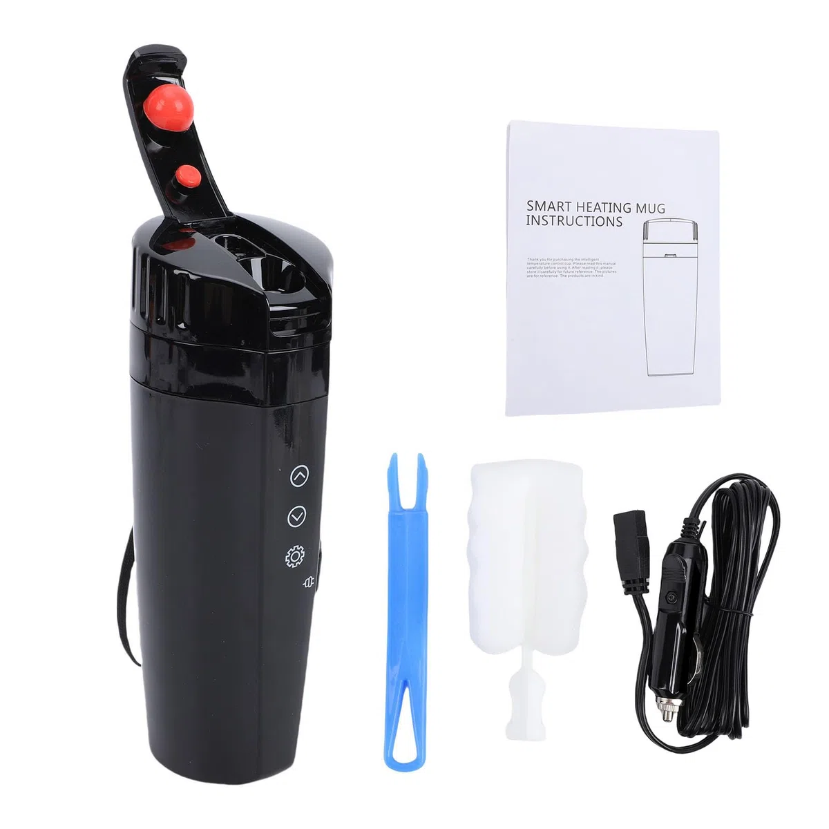 Elektrisch beheizter Thermobecher 400ml, Autobecher mit LED Anzeige und tropfsicher für Auto, LKW, SUV