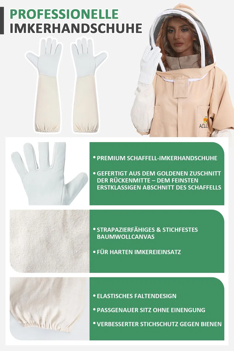Imkeranzug Herren & Damen | Bienenanzug für Herren | Bienenschutzkleidung Ganzkörper Imkerei Schutzanzug | Unisex Weiß Imker Kostüm mit Schleier, Handschuhe (L)