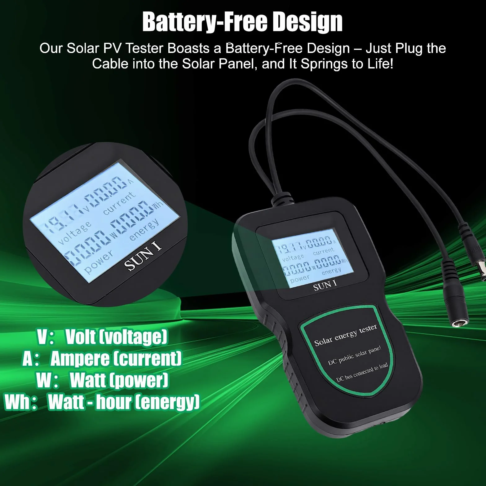 Solarpanel Tester, Solar Messgerät 5-500W Solar Photovoltaic Panel Multimeter Power Tester, zur Messung von Open-Circuit-füR Meteorologie Landwir