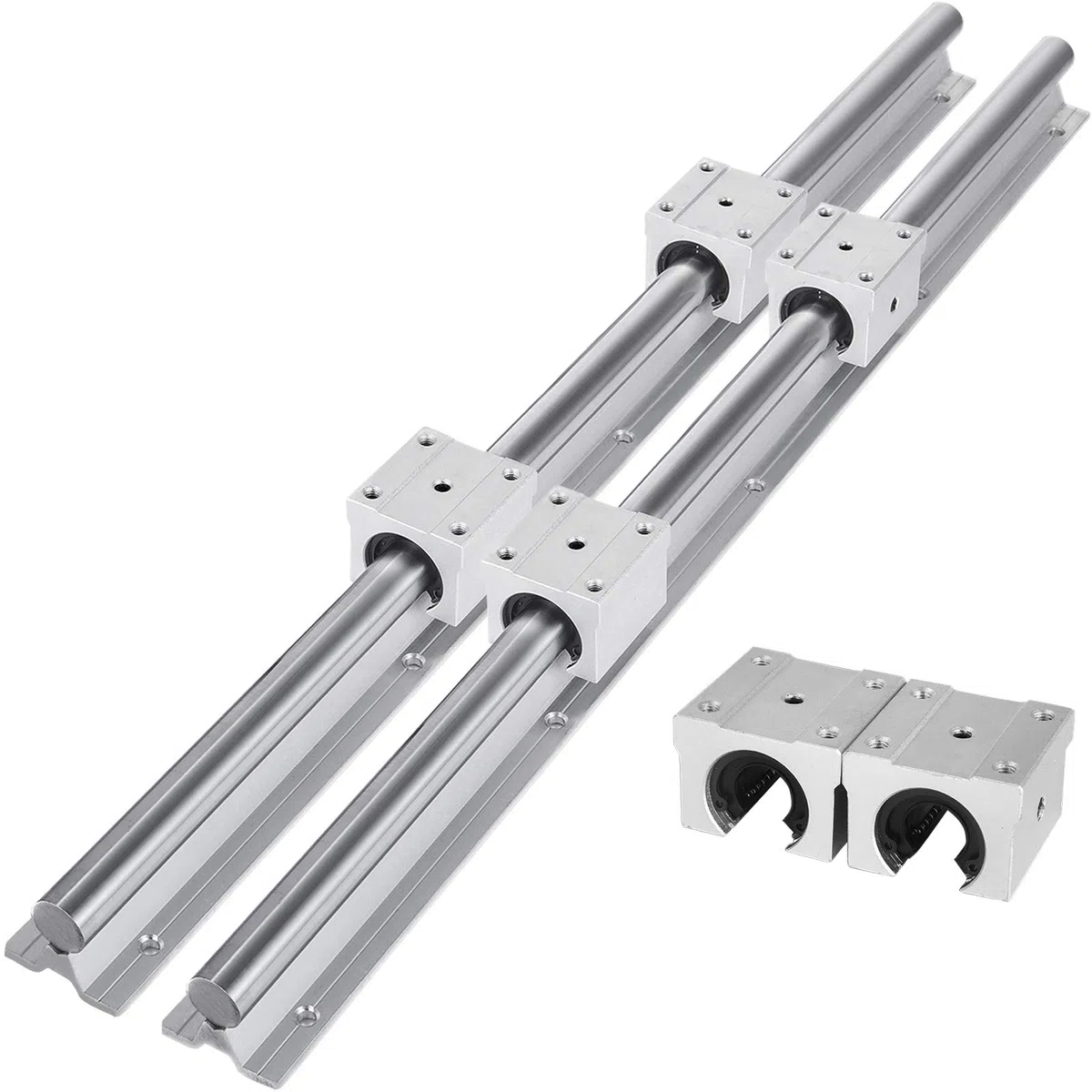 VEVOR Linearschiene, SBR20 650 mm Linearlager-Gleitset, Linearlagerschiene 2 Stk. SBR20-Schienenwellen und 4 SBR20UU-Bl?cke, Schienenbausatz Führungsschiene für CNC-Fr?smaschine, Drehmaschine usw