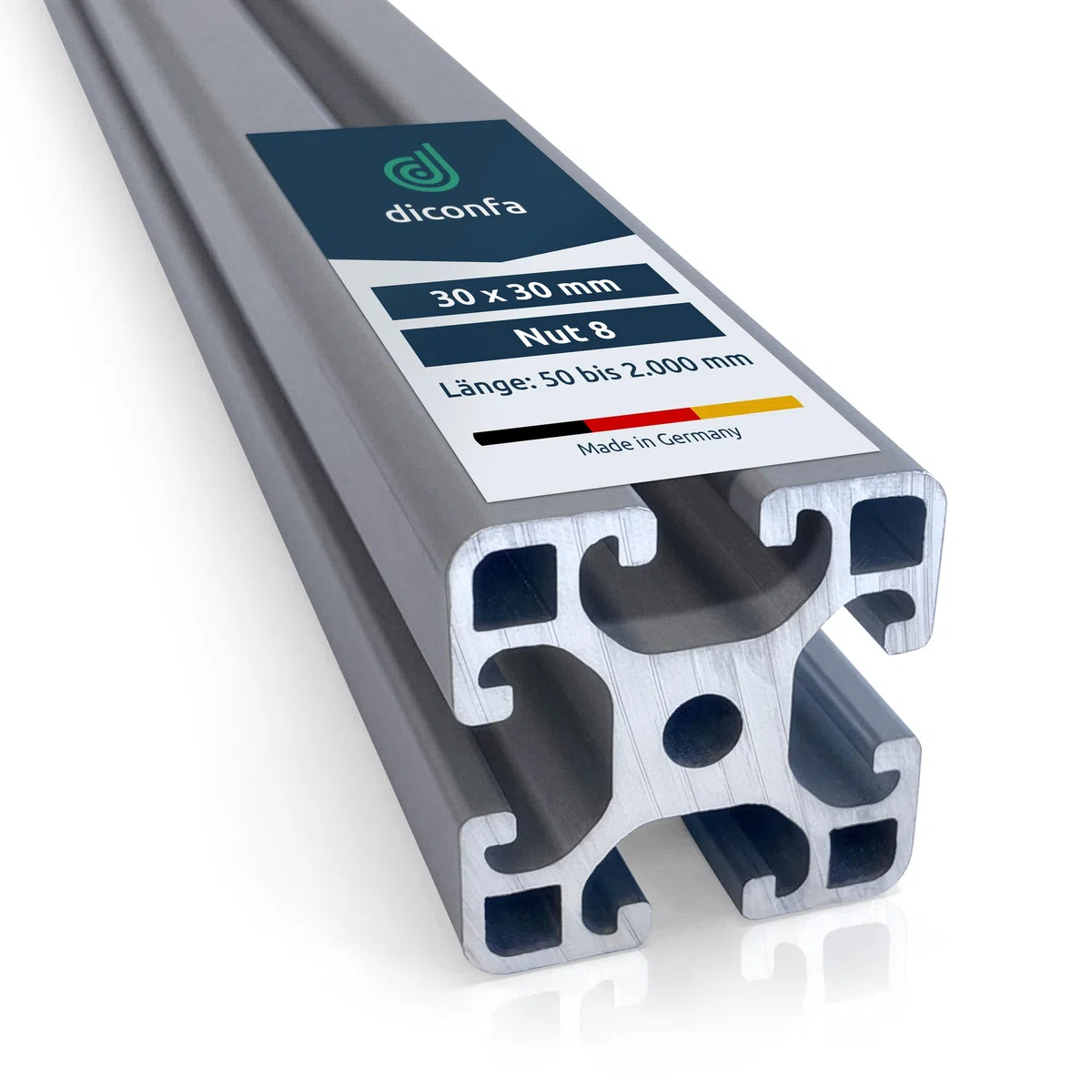 diconfa Aluprofil 30x30mm Nut 6 - WÄHLEN Größe & Menge - 15 Stück, 340mm lang T-Nut Schiene - Aluminiumprofil Alu Profil kompatibel mit allen Aluminium System- / ITEMprofilen für INNEN AUßEN