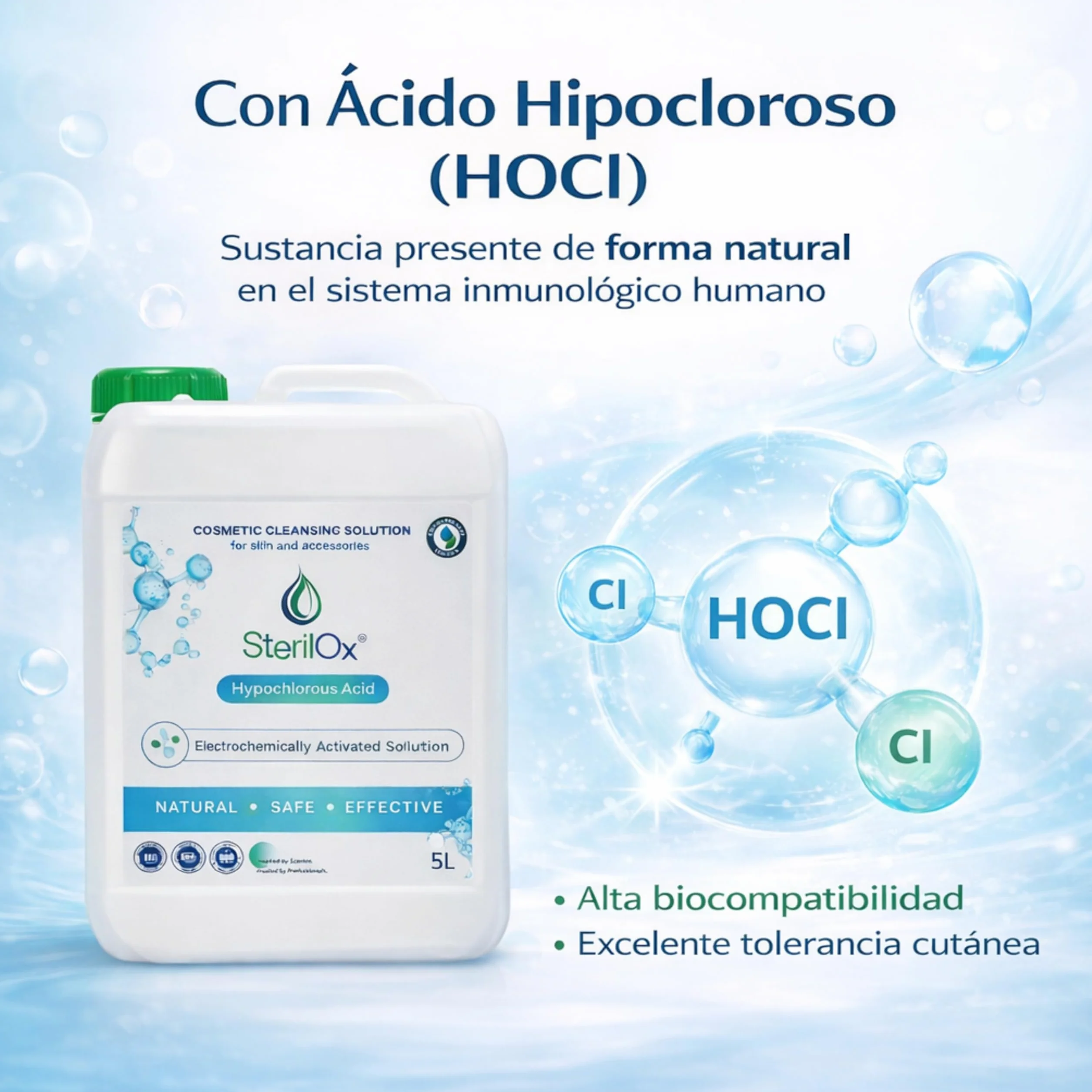 Hautpflege mit Hypochloriger Säure HOCl 5L – ohne Alkohol | HOCl Pflege für empfindliche Haut – Vorratskanister 5L, ohne Parfüm
