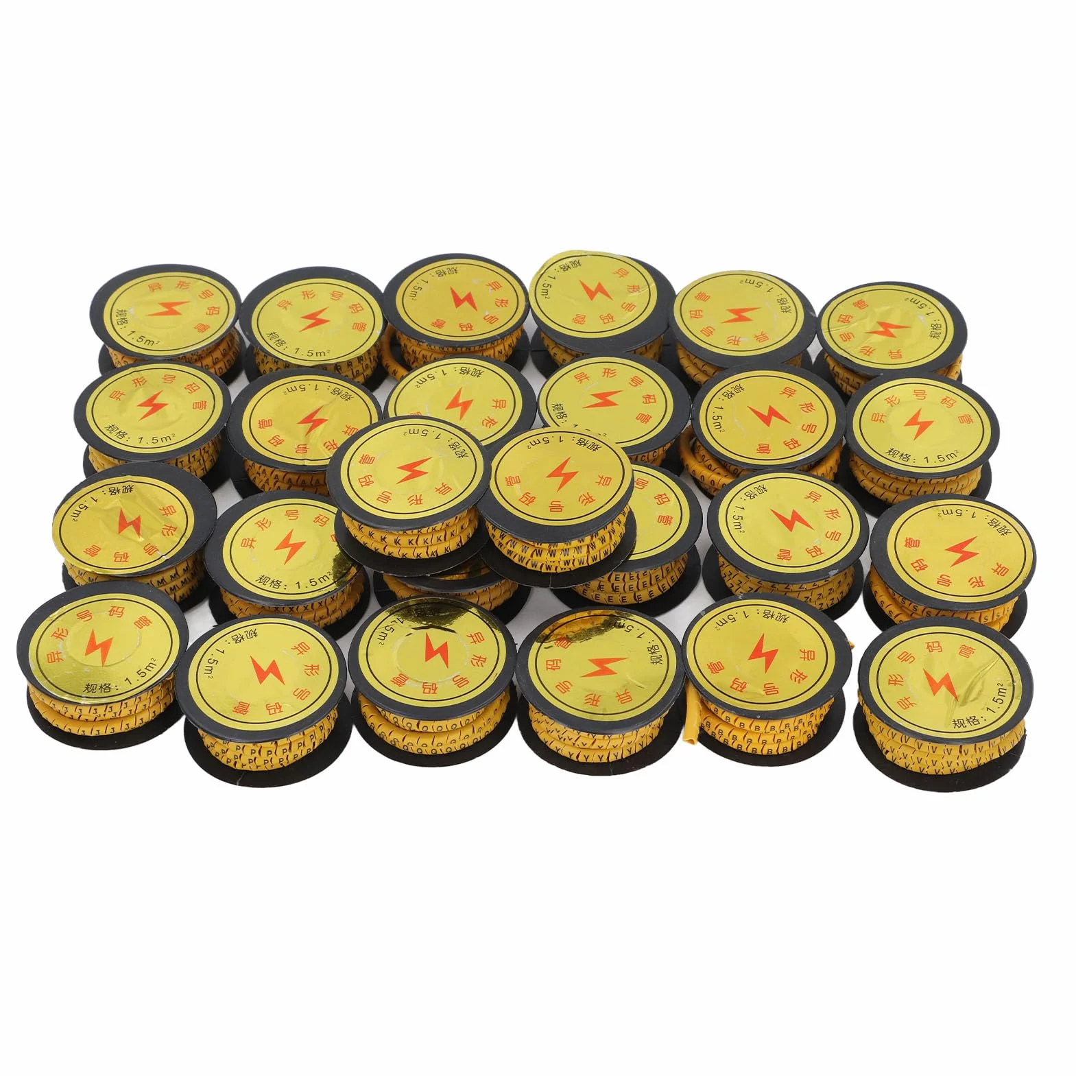 26 Stück PVC-Kabelmarkierungsröhrchen mit Buchstaben und Zahlen, A bis Z-Kennzeichnung, codierte Etiketten, 6 mm², zur Kennzeichnung elektrischer Leitungen (1,5m²)