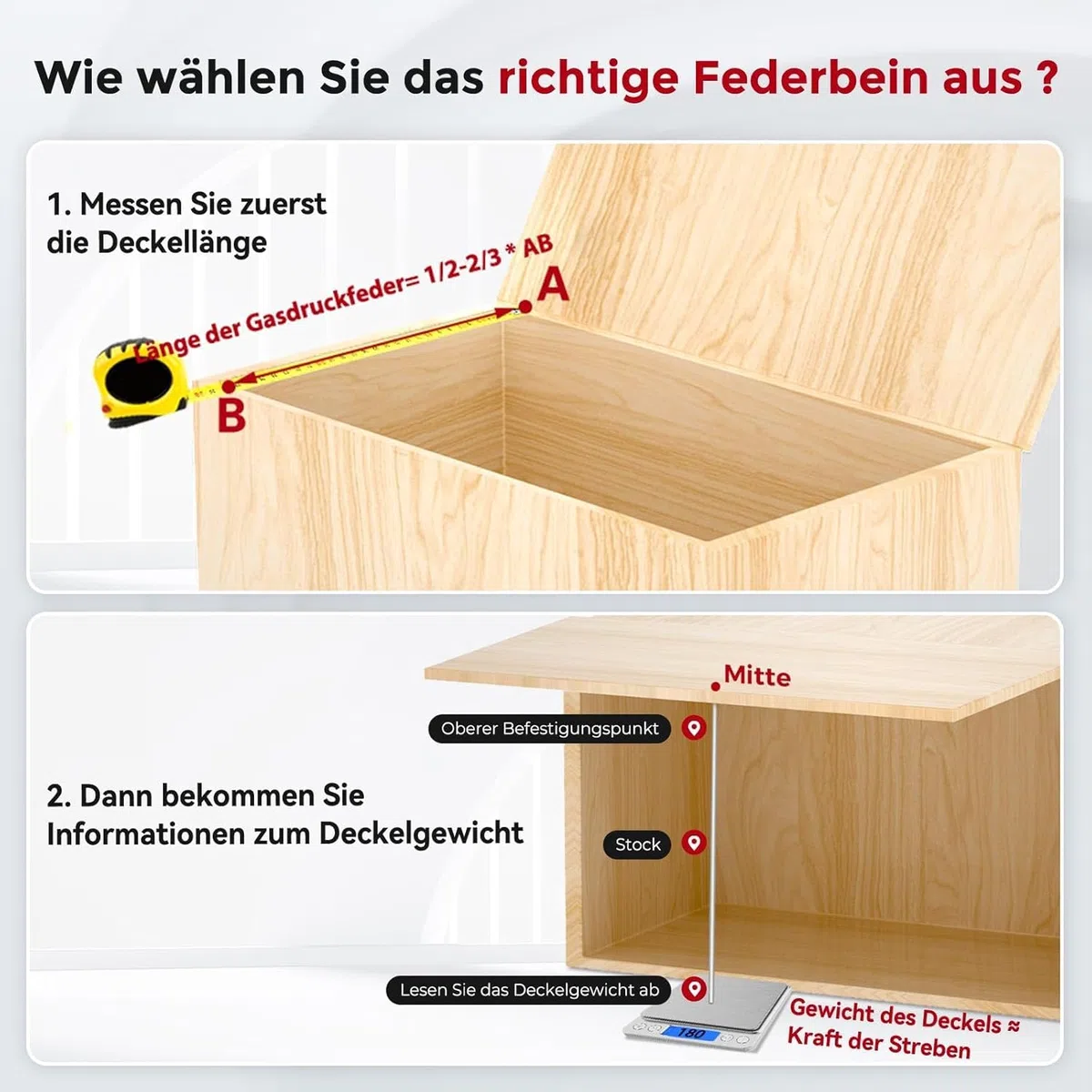 Vepagoo 500mm 500N Gasdruckdämpfer Gasdruckfeder, 50kg Gasfeder für Bettkasten, Türen, Bodenluken, Schuppenfenster und andere Schwerlastanwendungen, M6 Ösenköpfe (8mm Durchmesser), 2er Set