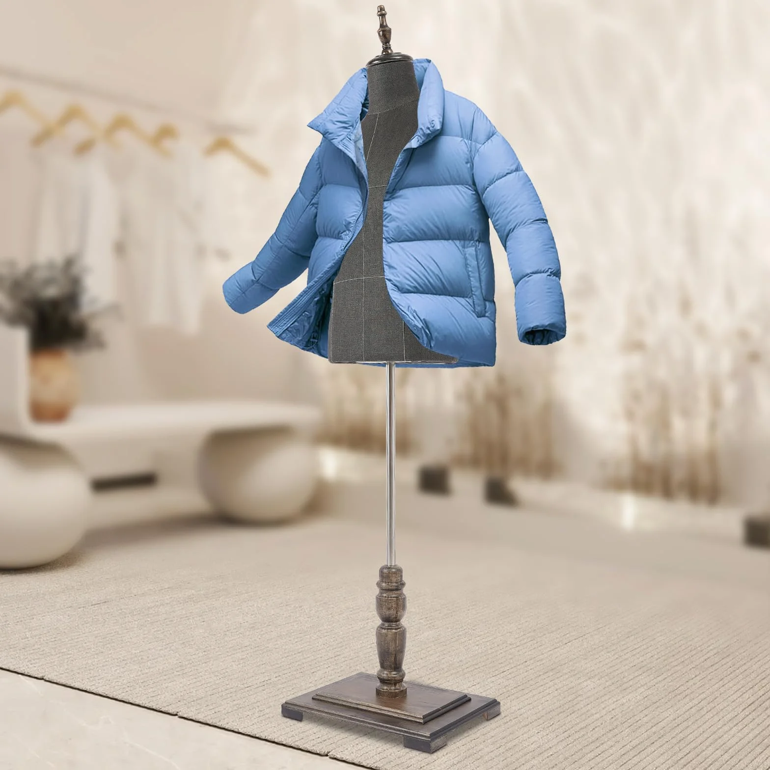 Schaufensterpuppe Männlich Modern, Schneiderpuppe Mann mit Holz Basis, Kleiderpuppe Mannequin für Bekleidungsgeschäfte Schneidereien & Messestände, Höhe: 150-180cm, Schwarz