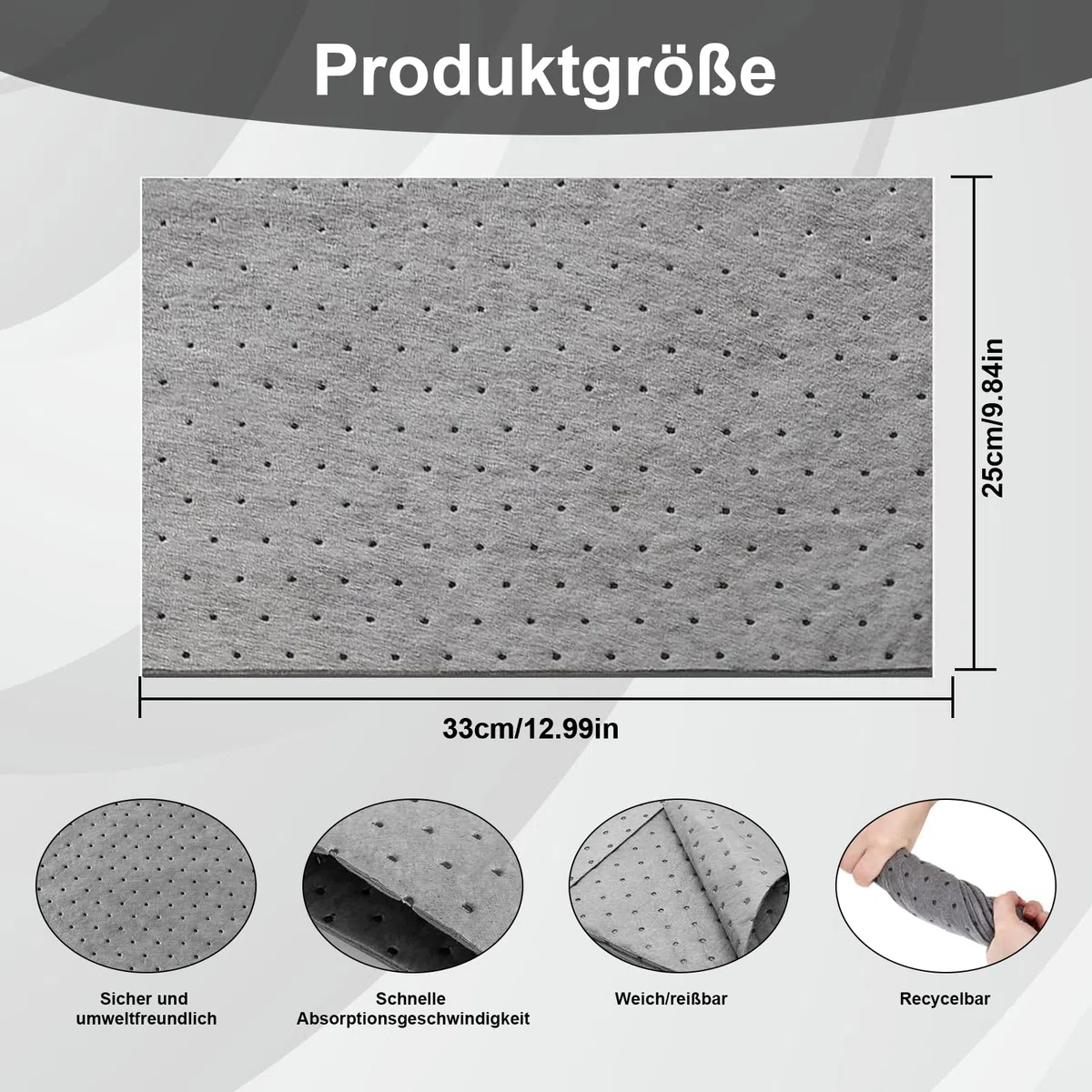 100 Stück Ölsaugtücher Ölauffangmatte Werkstatt Matte Abreißbares Ölsaugtücher für Zuhause Keller Garage Küche für Verschüttete Flüssigkeiten auf Öl Wasserbasis(25 x 33 cm)