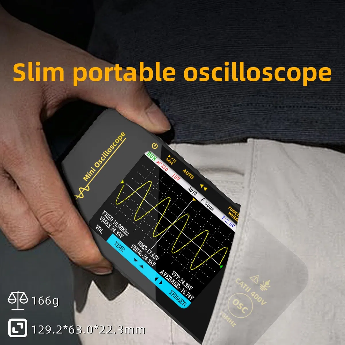 BSIDE Handheld Oszilloskop 3.2'' TFT Display Tragbares Digitale Oszilloskope 10MHz Bandbreite Automotive Oszilloskop 48MSa/s Abtastrate Trigger Funktion Auto/Nomal/Single