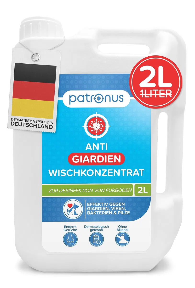 Patronus Giardien-Wischkonzentrat für Haustiere zur Desinfektion von Fußböden - 2 Liter Desinfektionsmittel zur Reinigung von Oberflächen gegen Giardien, Viren, Bakterien & Pilze