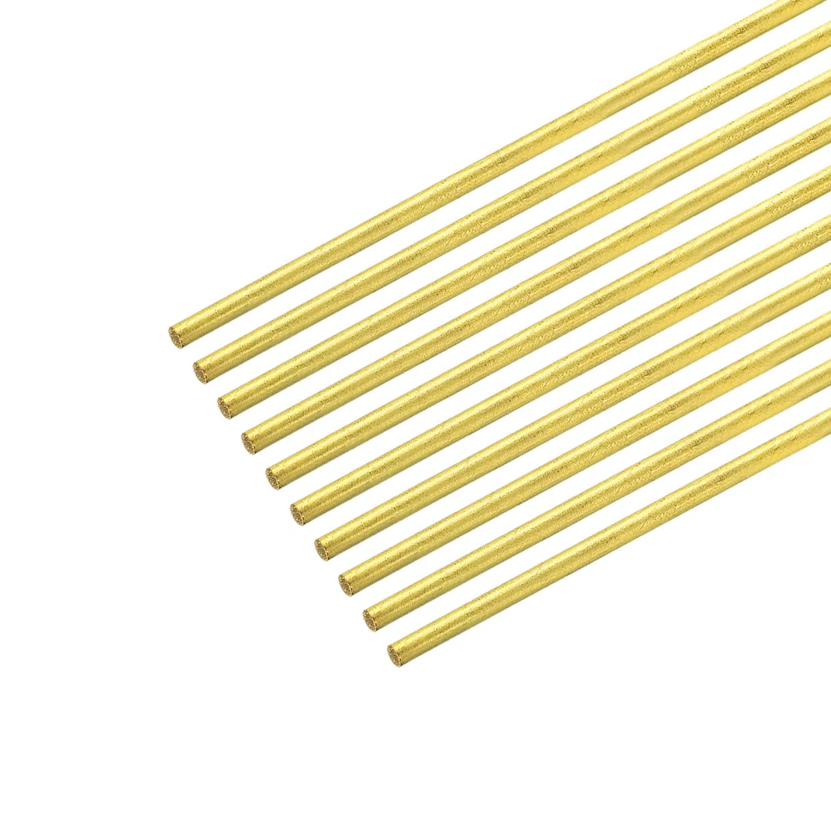 sourcing map 10 Stück Messingstab Massiver Rundstab 1.8 mm Durchm. 200mm Länge Drehstange Stock für RC Modell DIY Handwerk