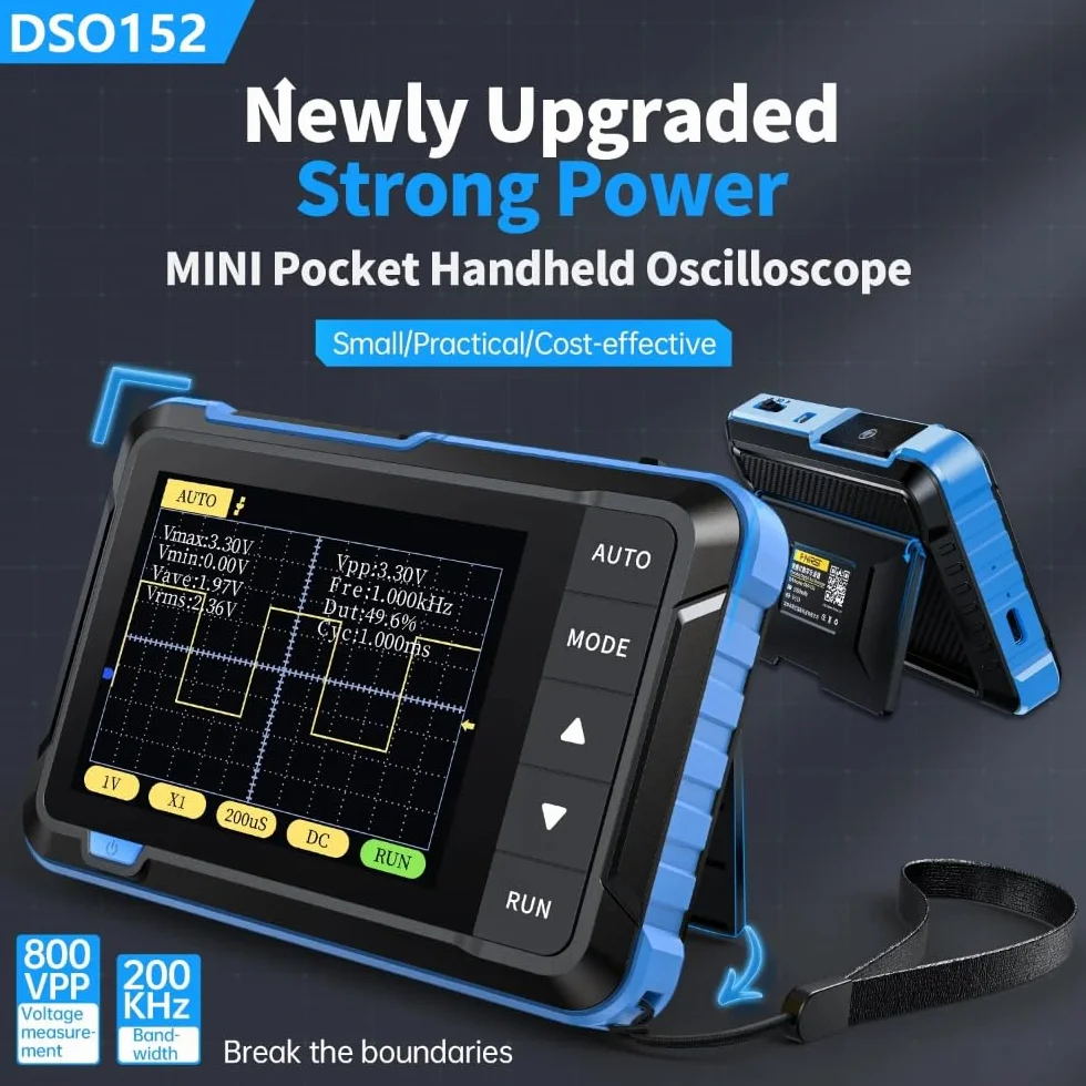 DollaTek DSO152 Mini-Hand-Digitaloszilloskop Oszilloskop 2,5 MSa/s 200 KHz Analogbandbreite 800 VPP Unterstützt Firmware-Upgrade PWM-Ausgang