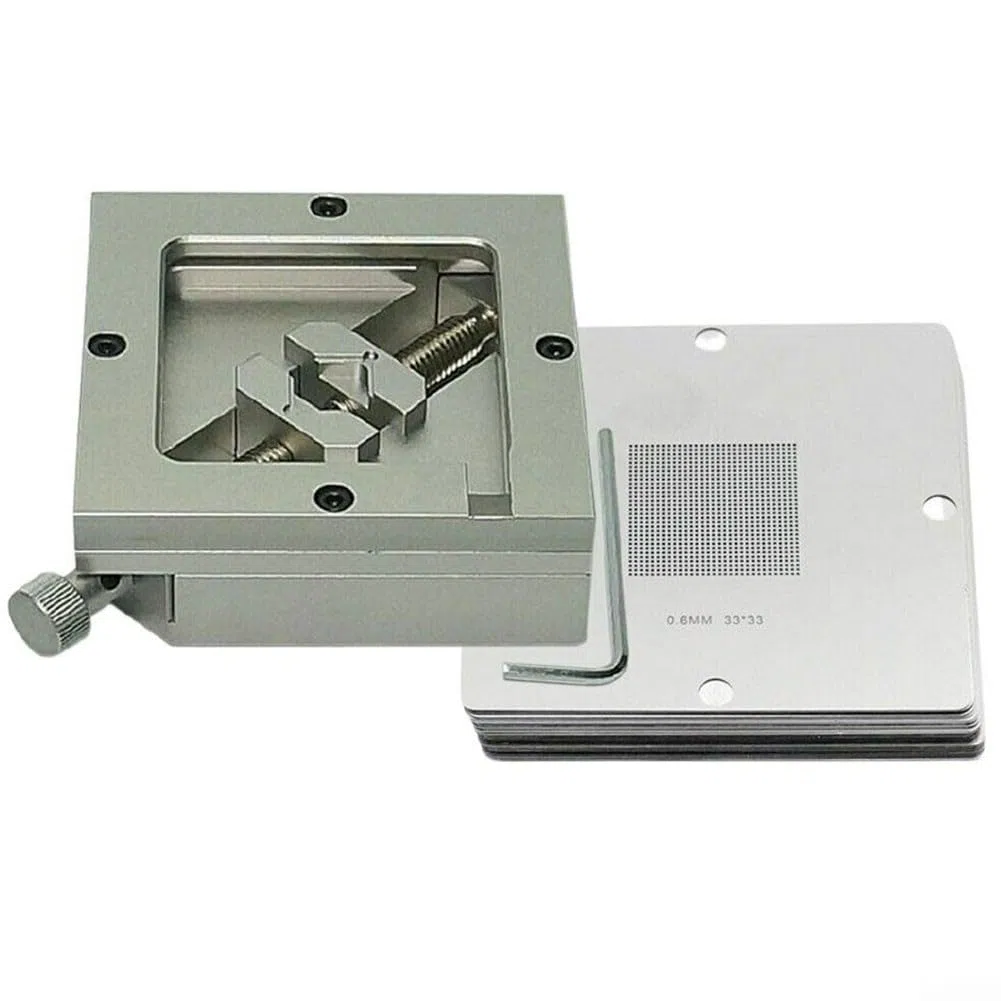 Effizientes BGA-Reballing-Set 90 mm Reball-Station-Vorrichtung erreicht Genauigkeit mit 10 Universalschablonen (nur 90 mm BGA-Vorrichtung) E02589@#1178