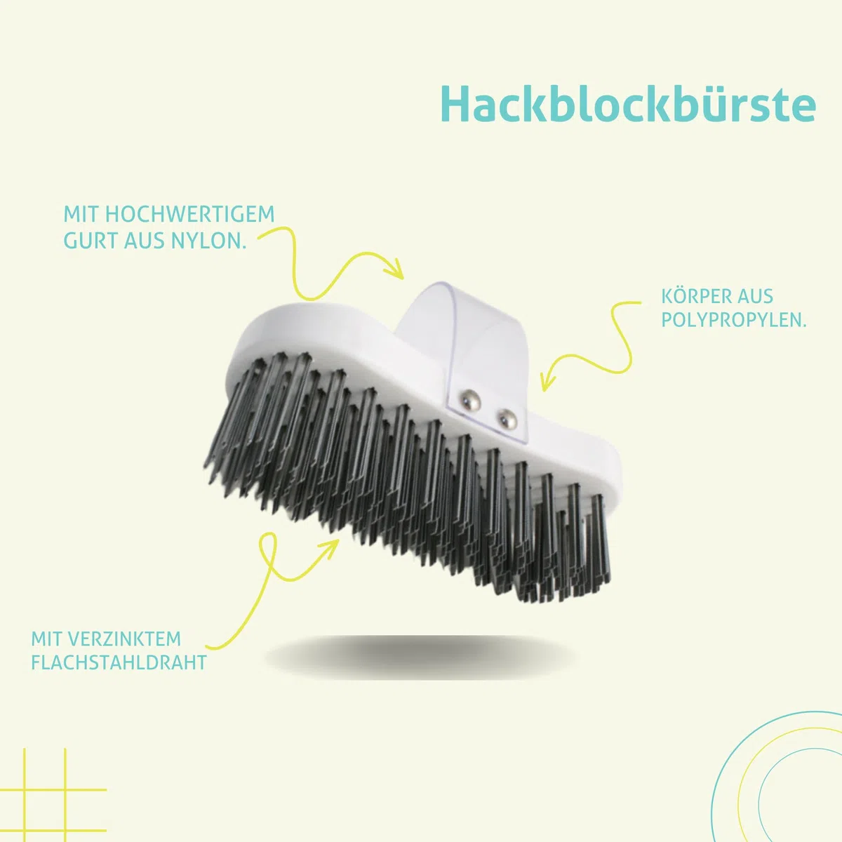Hackstockbürste mit verzinktem Flachstahldraht und Handschlaufe