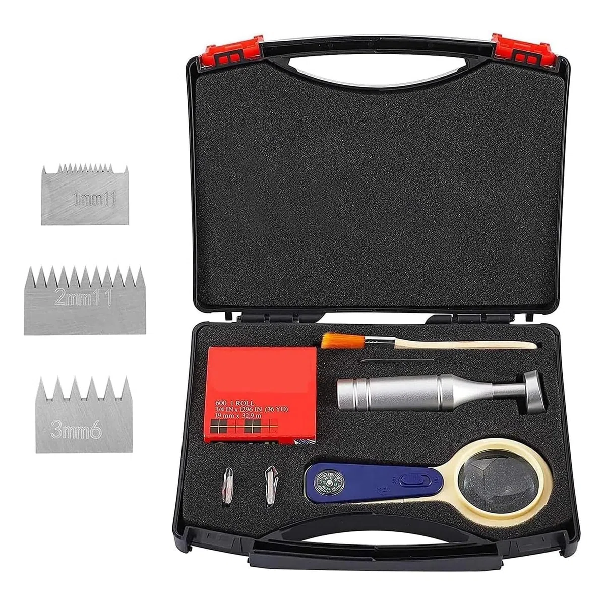 Kreuzschnitt-Hafttester-Set, professioneller Lackfilm-Anreißer mit 1 mm/2 mm/3 mm Klingen, Lupe, Klebeband und Pinsel für Beschichtungen, Farben, Kunststoffe