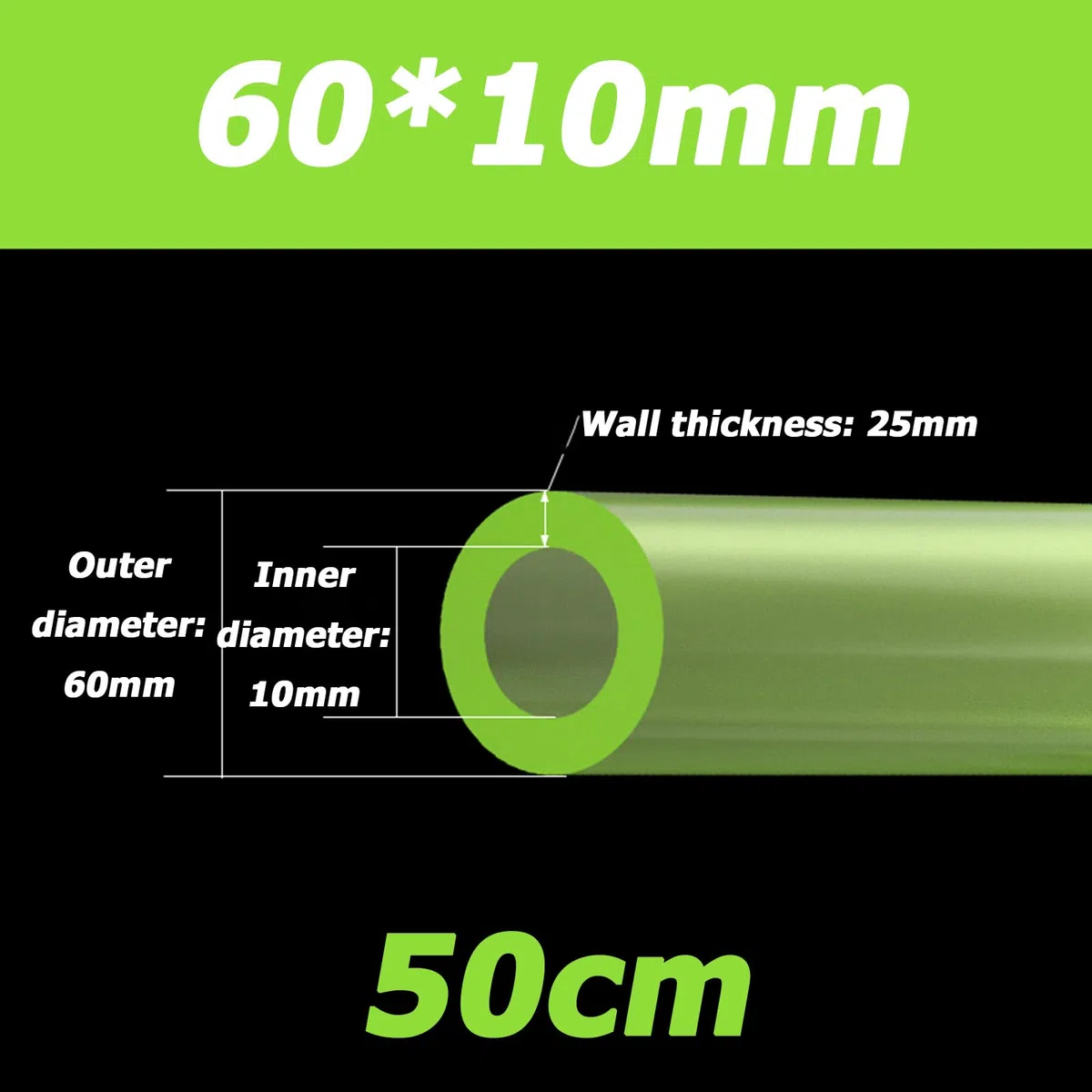 Polyurethan-Federhohlstab, PU-Polyurethan-Hohlstab, Außendurchmesser 50–60 mm, Innendurchmesser 8–30 mm, for industrielle Reparaturen und Heimwerkerarbeiten.(OD 60*ID 10mm)