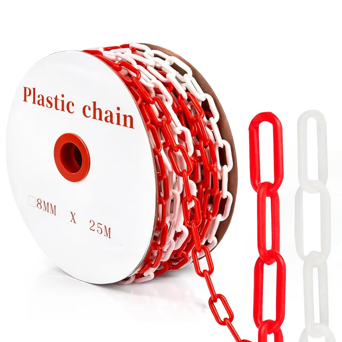 Absperrkette Rot Weiß Kunststoff: Generic 25m x 8mm Warnkette Kunststoff Absperrkette für temporäre Absperrungen UV-beständig für Außenanlagen für Betreiber
