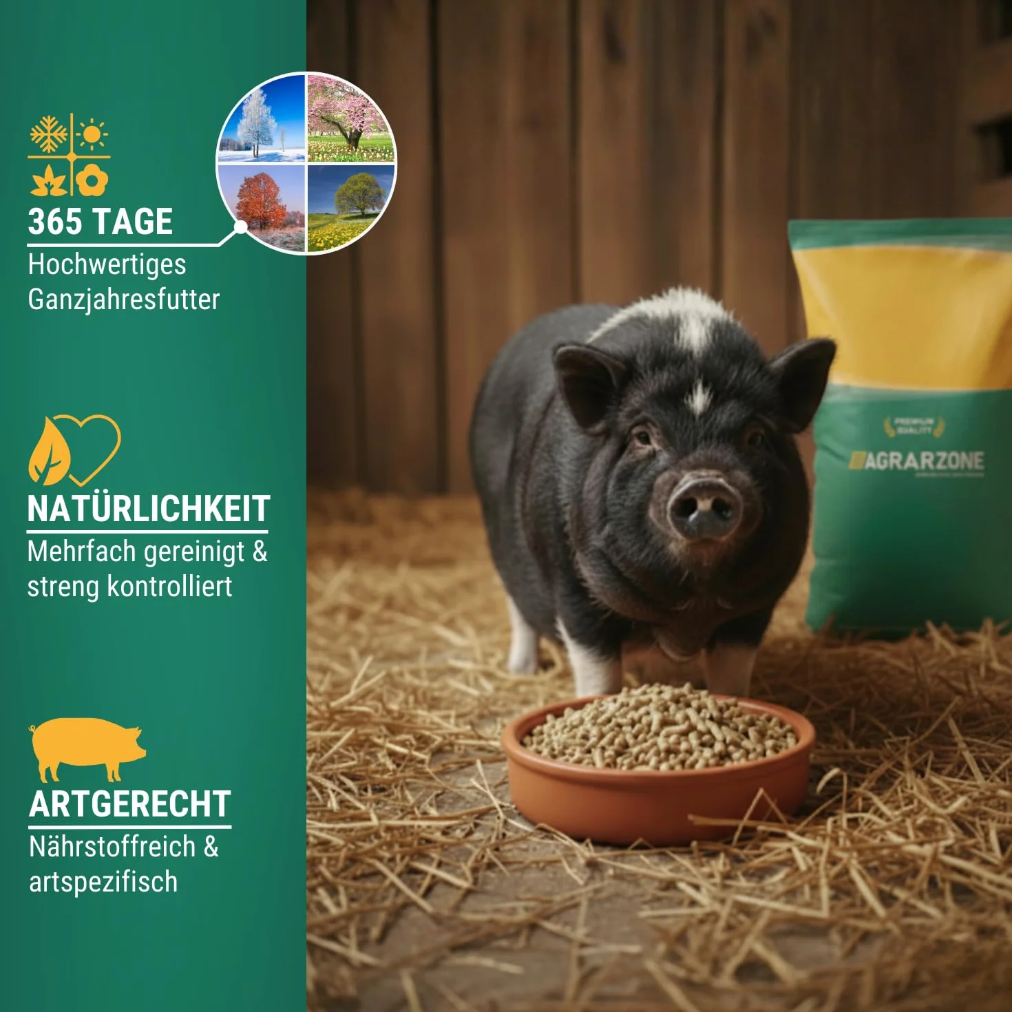 Agrarzone Minischweinfutter Pellets 20 kg Minischwein Hängebauchschwein | Zwergschweine, Teacup, Gentechnikfrei, gereinigt