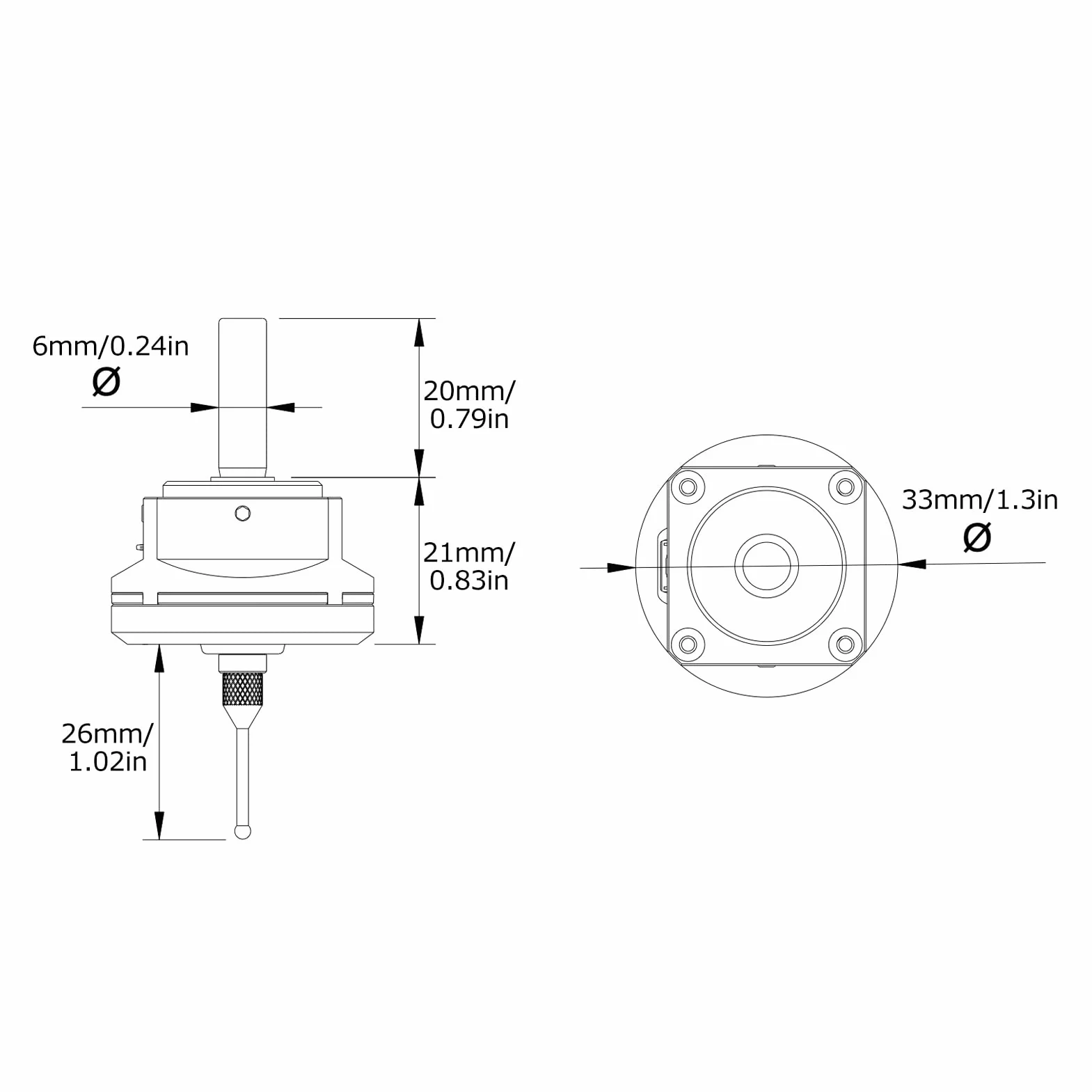 Kantentaster, hochpräziser 3D-Kantentaster DC 5~24 V Anti-Rollover Flat Design mit 6 mm Wolframstahlkugel für CNC-Ausrüstung