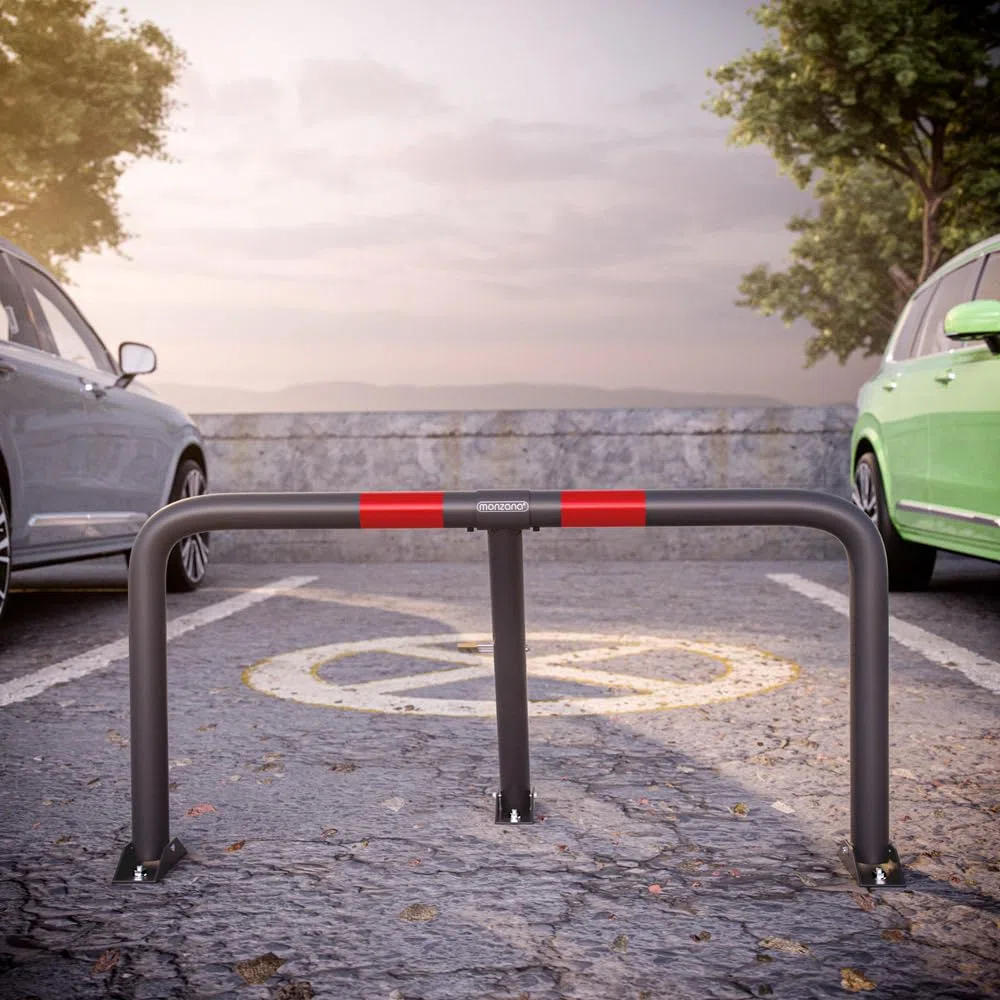 DEUBA® Parkpfosten Parkplatzsperre 3 Schlüssel Sperrpfosten klappbar Vorhängeschloss Stahl Robust Parkplatzbügel